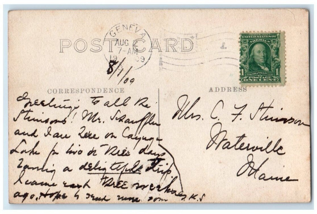1909 Taughannock Falls State Park Waterfall Trumansburg NY RPPC Photo Postcard