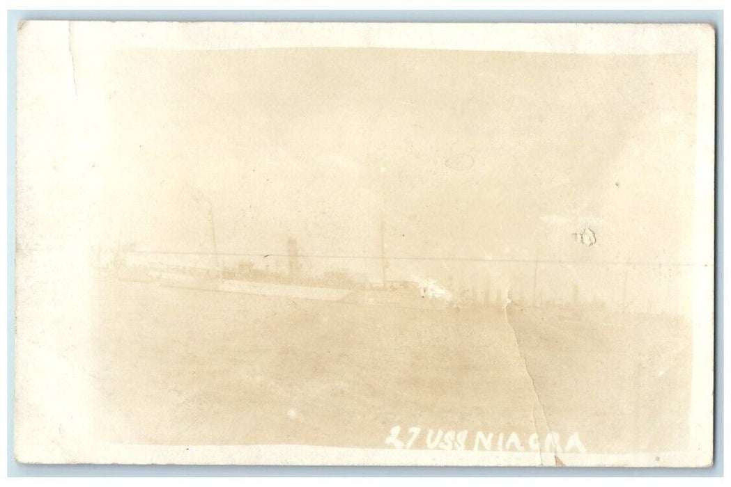 c1920's USS Steamship Navy Ship Niagara View RPPC Photo Unposted Postcard