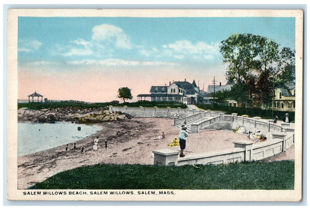 c1930's Salem Willow Beach Salem Willows Salem Massachusetts MA Vintage Postcard