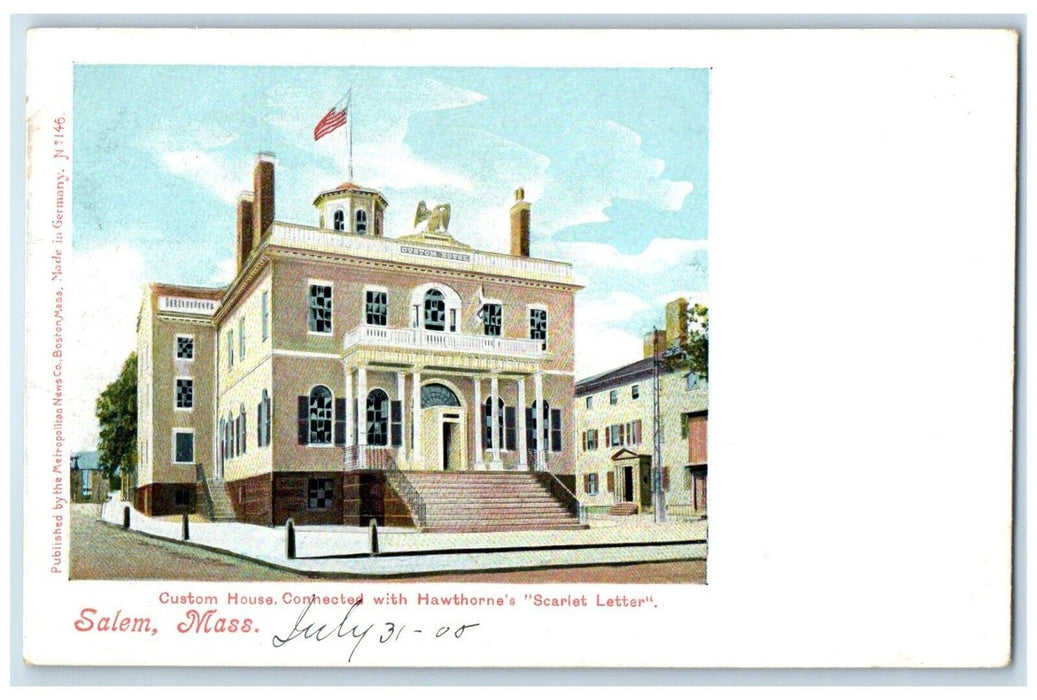 c1905 Custom House Connected Hawthorne's Scarlet Salem Massachusetts MA Postcard