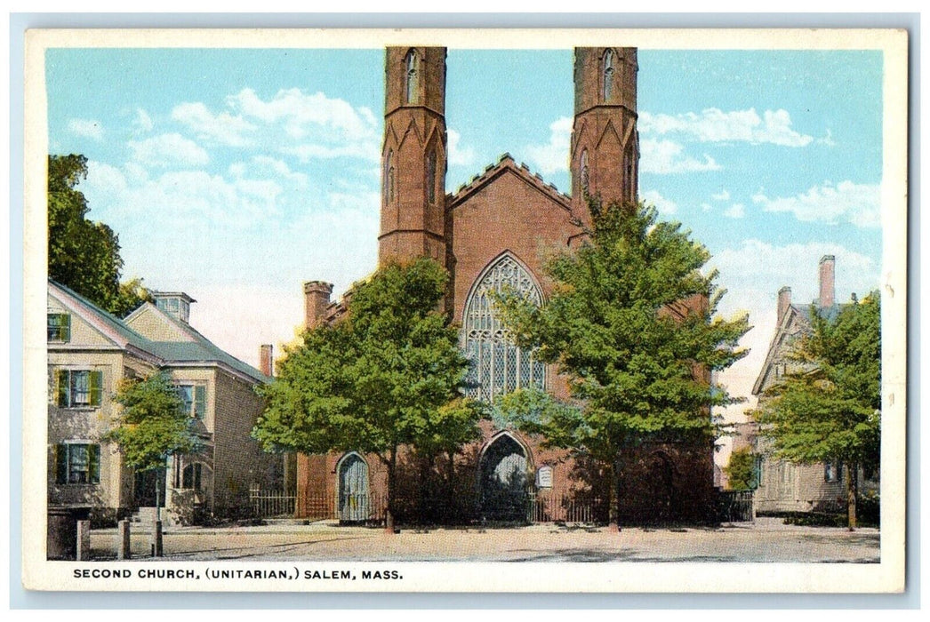 c1930's Second Church Unitarian Scene Street Salem Massachusetts MA Postcard