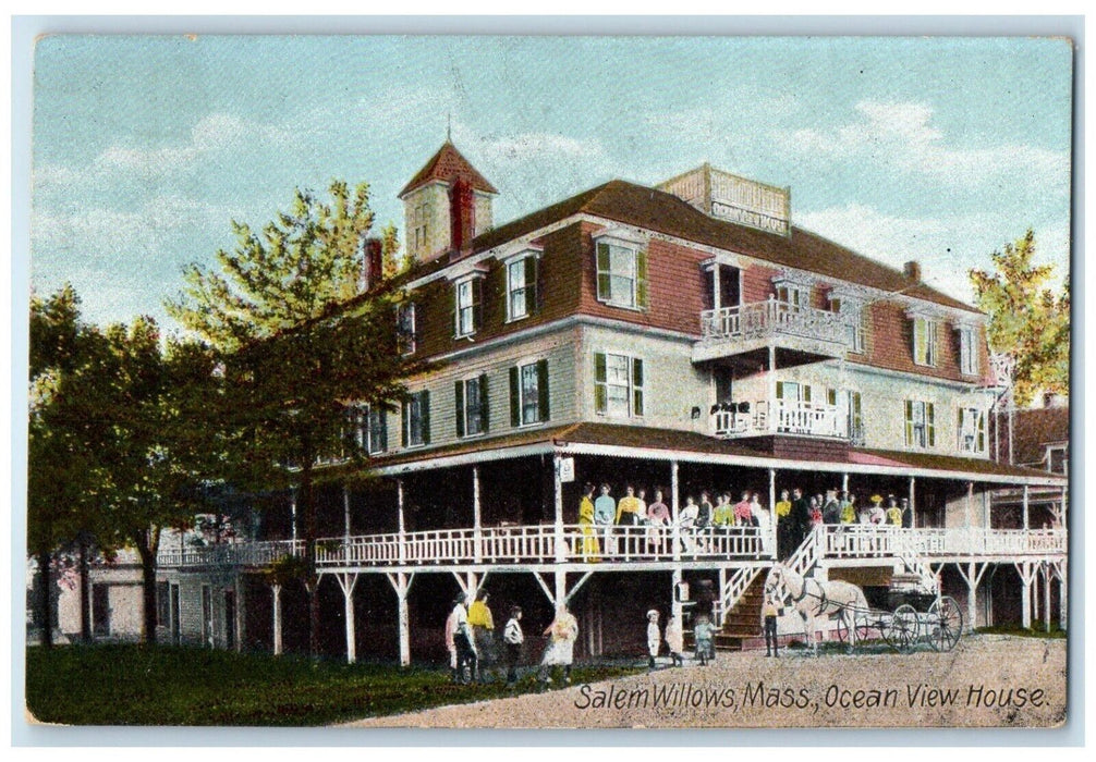 1909 View Of Ocean View House Salem Willows Massachusetts MA Antique Postcard