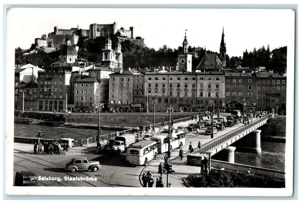 1953 Staatsbrucke Salzburg Austria Posted Vintage APO RPPC Photo Postcard