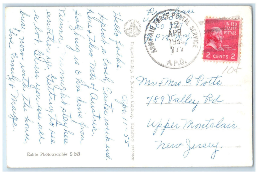 1953 Staatsbrucke Salzburg Austria Posted Vintage APO RPPC Photo Postcard