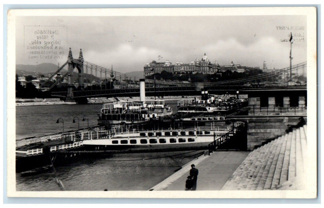 c1940's Panorama Latkep Budapest Hungary Unposted Vintage RPPC Photo Postcard