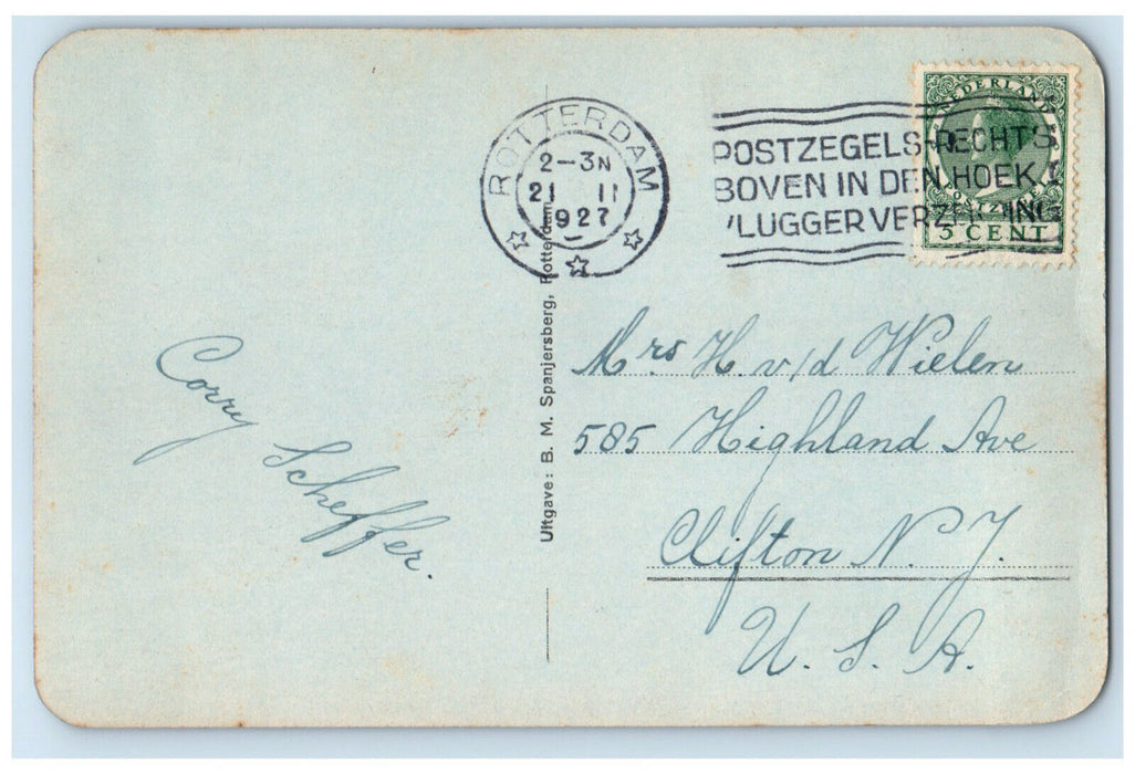1927 Coolsingel Rotterdam Netherlands Vintage Posted RPPC Photo Postcard