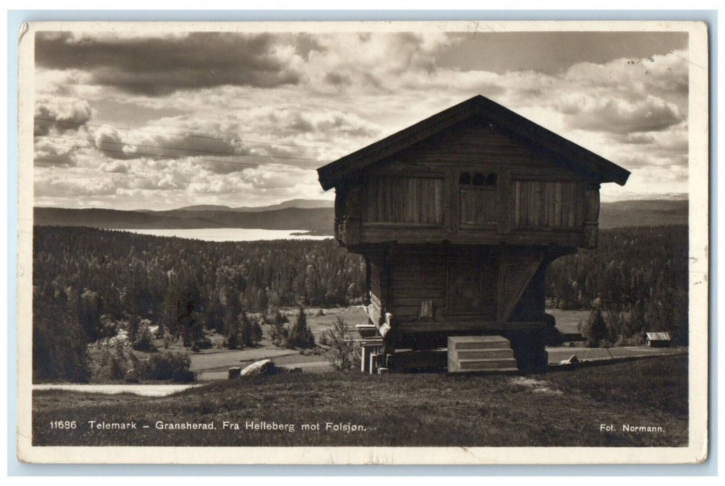 1936 Helleberg Towards Folsjon Telemark-Gransherad Norway RPPC Photo Postcard