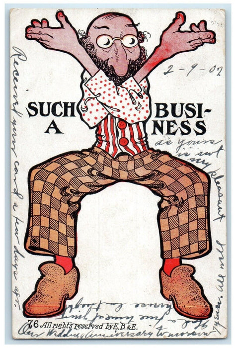 1907 Such A Business Man Checkered Pants Jewish Humor Tyler Texas TX Postcard