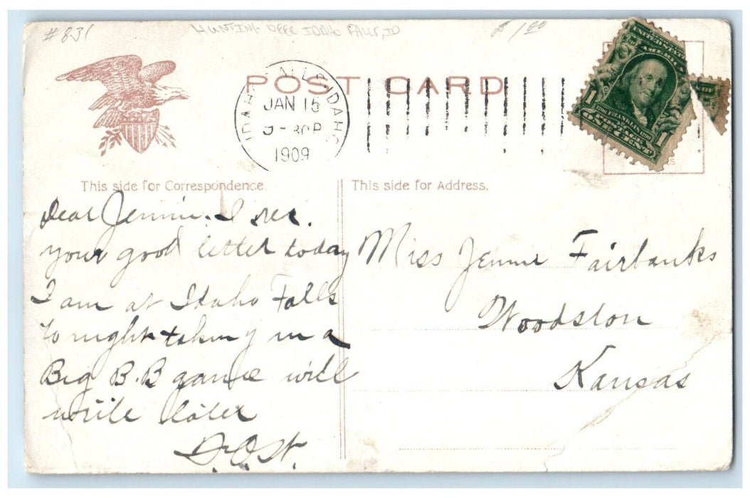 1909 A Tolerable Holdup Hunting Deer Idaho Falls Idaho ID Antique Postcard