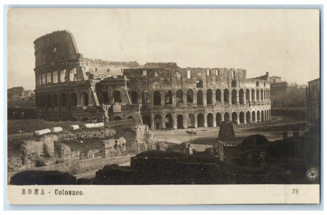 c1940's View of Colosseo Ruins in Rome Italy Unposted RPPC Photo Postcard