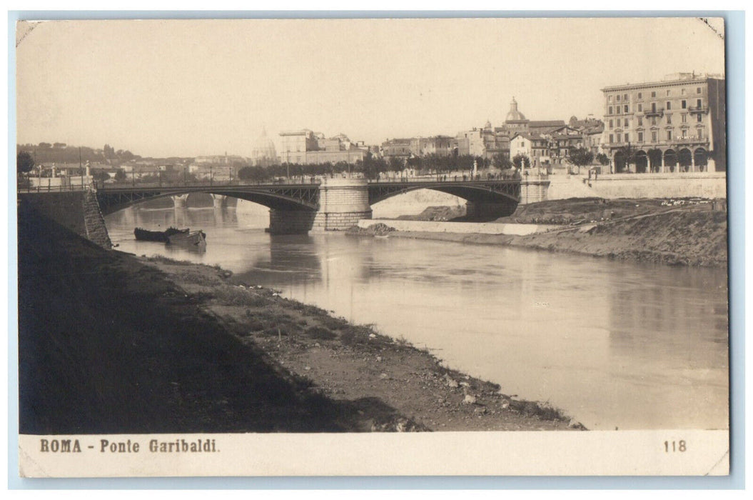 c1910 Garibaldi Bridge Rome Italy Antique Unposted RPPC Photo Postcard