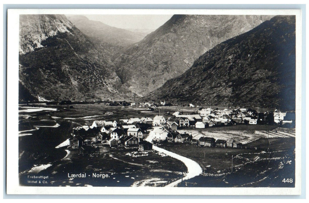 c1940's Houses Buildings Mountains Laerdal Norway RPPC Photo Postcard