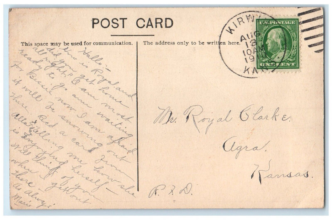 1910 Puppies Dog Wonder If Its Loaded Kirwin Kansas KS Animals Antique Postcard