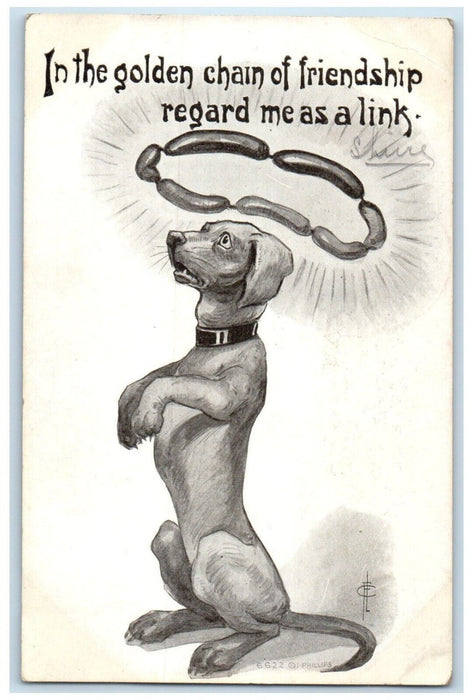 1911 Dachshund Dog In The Golden Chain Centralia Kansas KS Antique Postcard