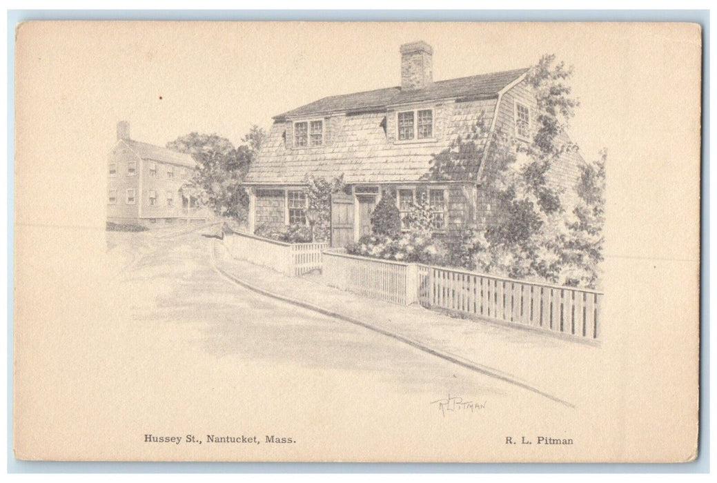 1940 Hussey Street Road Houses Building Nantucket Massachusetts Antique Postcard