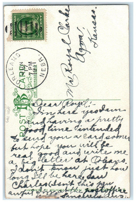 1911 Broken Gas Light I'm Dead Out Of Luck Orleans Nebraska NE Antique Postcard