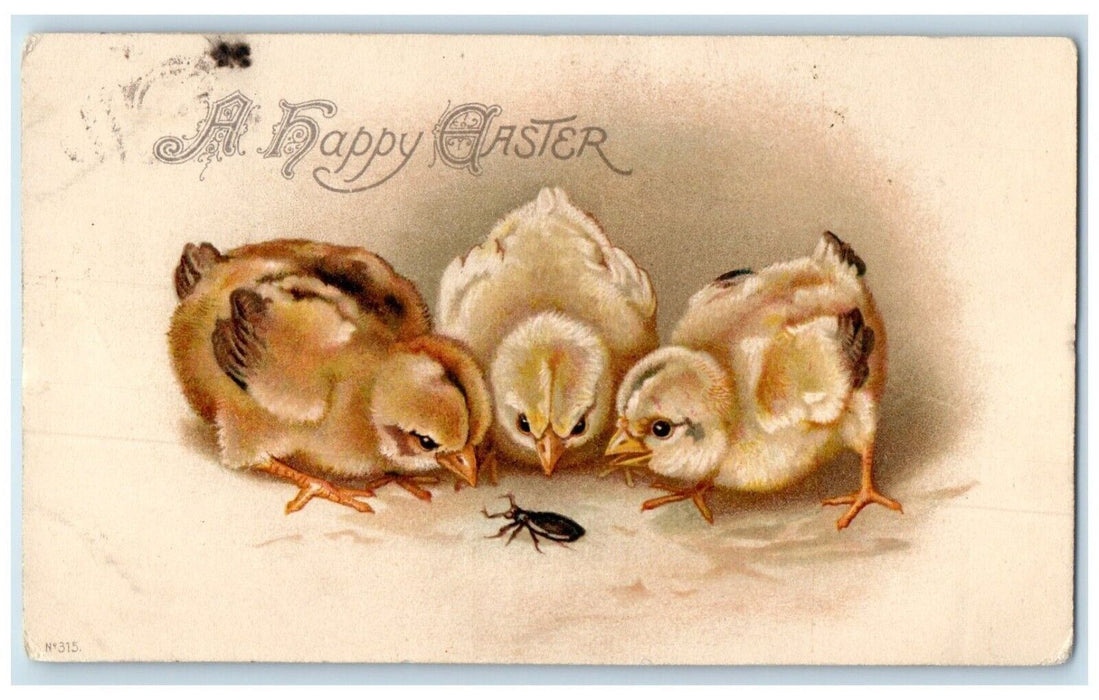 c1905 Easter Baby Chicks Beatles Leavenworth Kansas KS Posted Antique Postcard