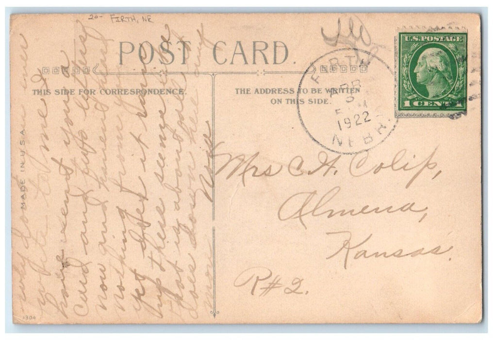 1922 Easter Wishes Springtime Flowers Firth Nebraska NE Posted Vintage Postcard