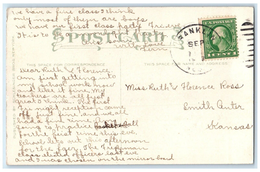 c1910's Woman Boating Smith Center Kansas KS Posted Antique Postcard