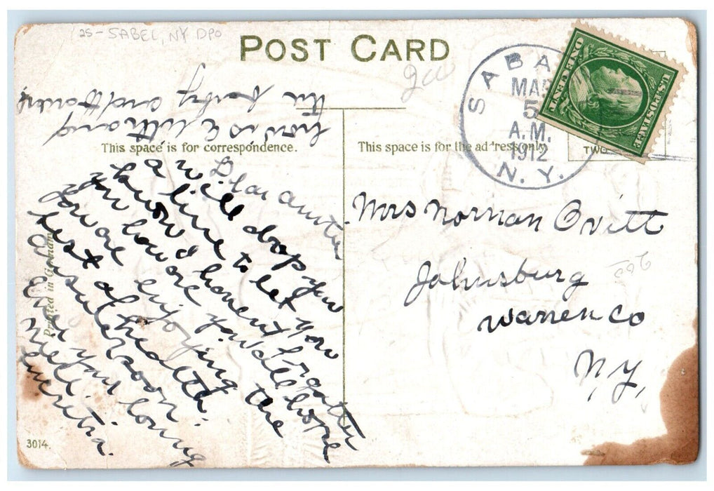 1912 Merry Widow Silly Cavalier Sabel New York NY DPO Posted Antique Postcard