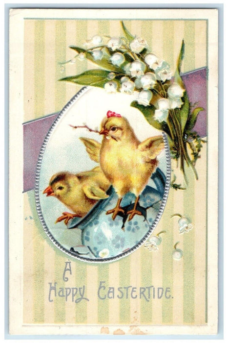 c1910's Easter Egg Chicks White Flowers Clapsaddle Jenning Kansas KS Postcard