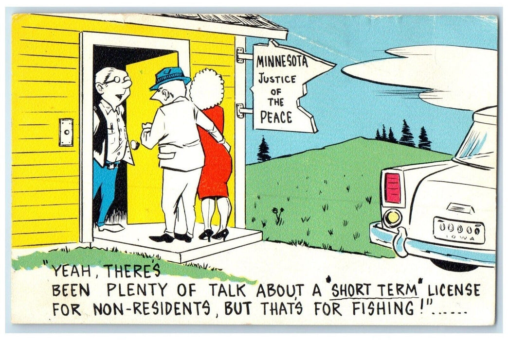 c1950's Minnesota Justice Of The Peace Car Canada Posted Vintage Postcard