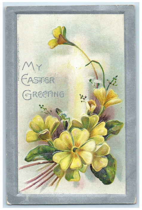 1910 Easter Greetings Flowers Embossed Norton Kansas KS Posted Antique Postcard