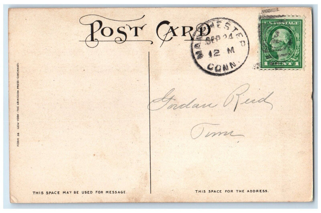1910 Boy Curley Hair Telephone Rally Day Manchester Connecticut CT Postcard