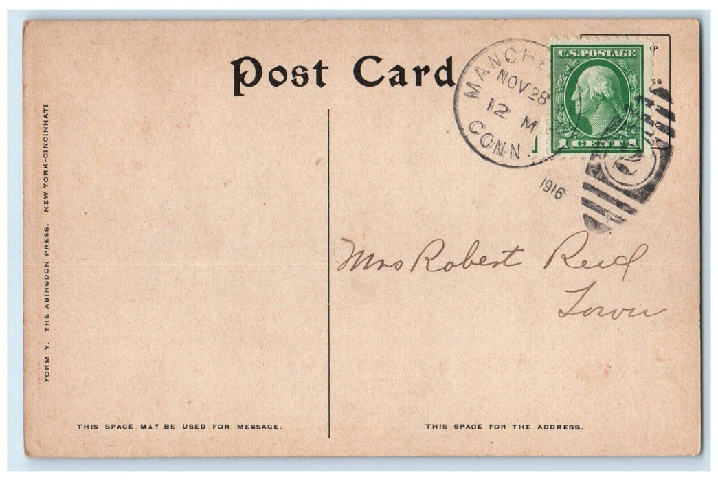 1916 Children Sunday School CM Burd Manchester Connecticut CT Antique Postcard