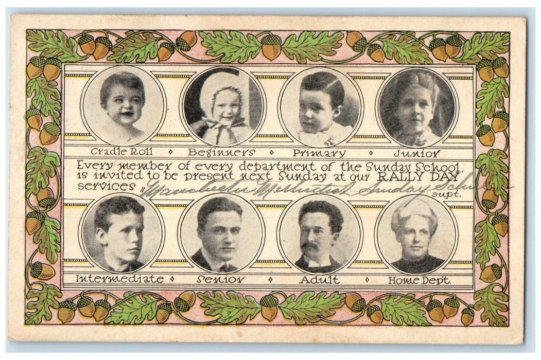 c1905 Rally Day Sunday School Manchester Connecticut CT Posted Antique Postcard