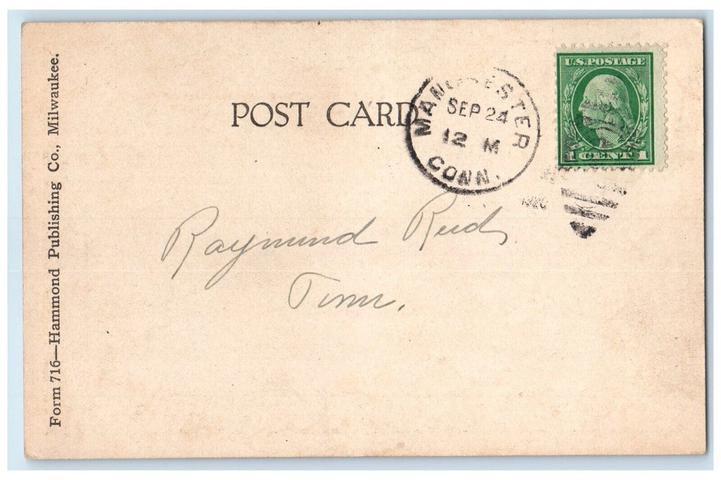 c1905 Rally Day Sunday School Manchester Connecticut CT Posted Antique Postcard