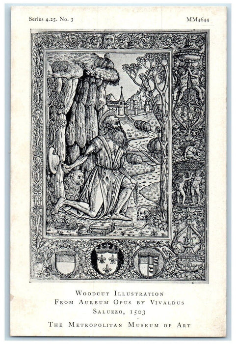 New York Metropolitan Museum Art Woodcut Illustration By Vivaldus Postcard