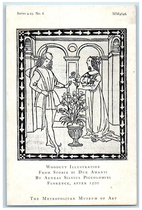 New York Metropolitan Museum Art Woodcut Illustration Aeneas Silvius Postcard