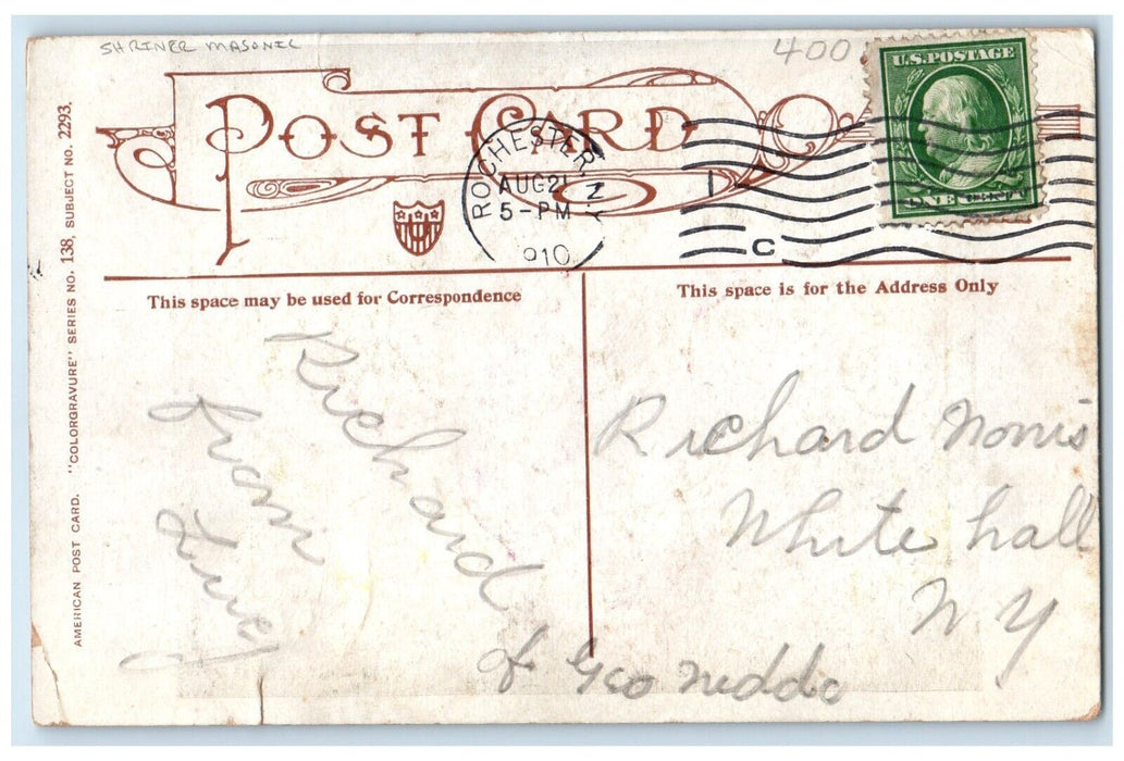 1910 Little Boy First Pin Shriner Masonic Rochester New York NY Antique Postcard