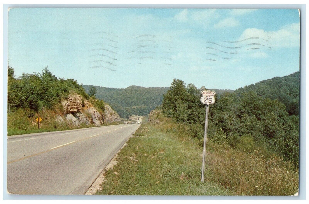 1960 US Highway 25 Road Signage Cumberland Mountains Kentucky KY Posted Postcard