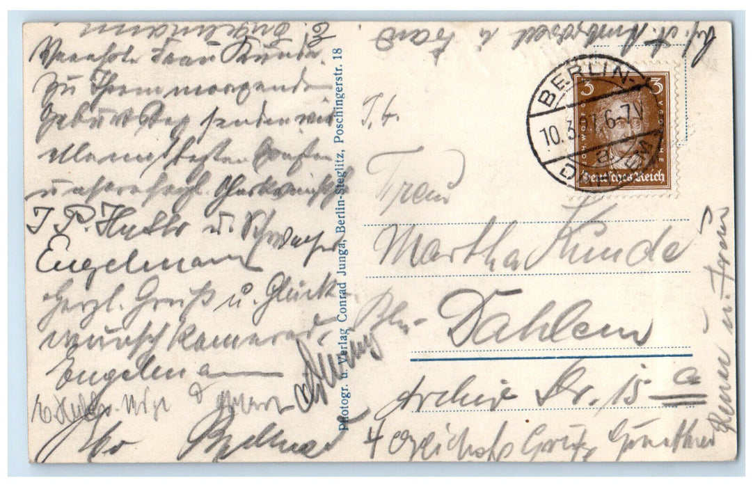 1927 Train Station Thielplatz Berlin-Dahlem Germany RPPC Photo Postcard