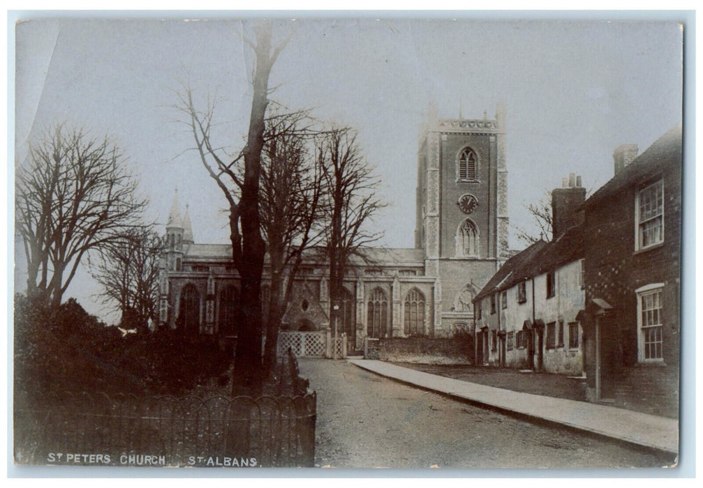 c1910 St. Peters Church St. Albans London England RPPC Photo Postcard