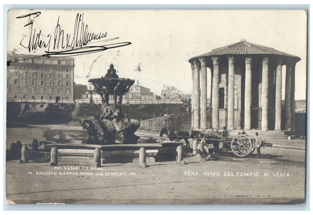 c1940's Remains of the Temple of Vesta Rome Italy RPPC Photo Postcard