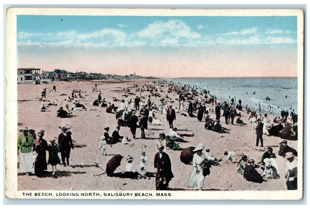 c1910's The Beach Looking North Salisbury Beach Massachusetts MA Posted Postcard