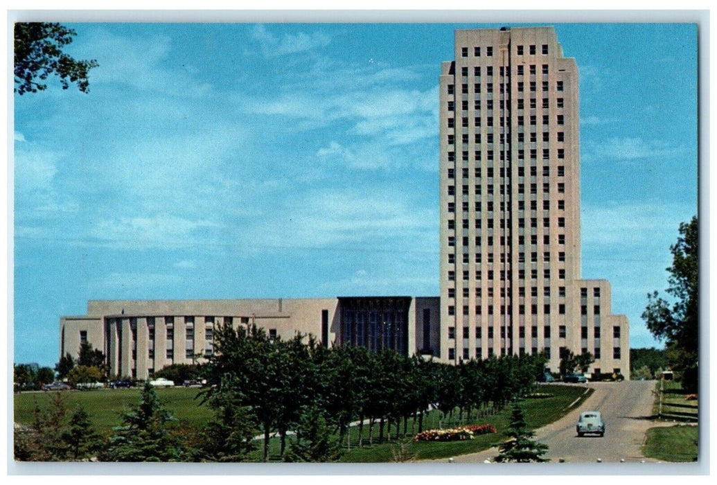 c1950's State Capitol Building Car Bismarck North Dakota ND Vintage Postcard