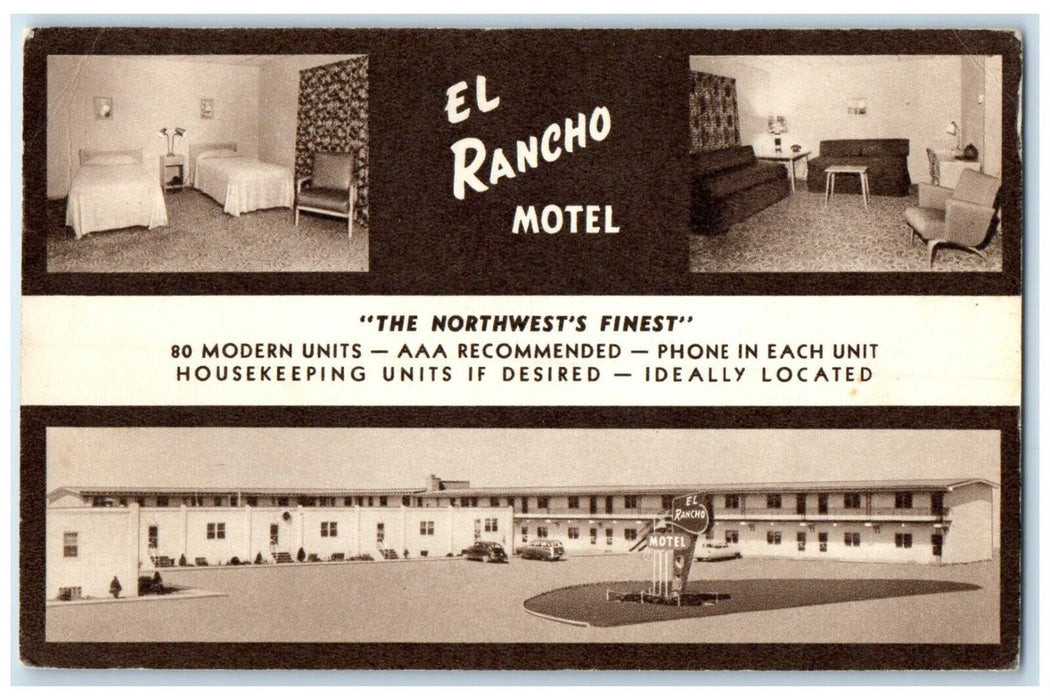 1957 El Rancho Motel Williston North Dakota ND Dual View Posted Vintage Postcard