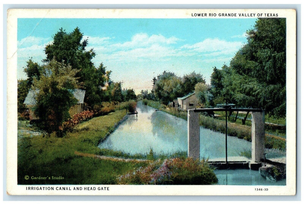 c1920 Irrigation Canal Head Gate Lower Rio Grande Valley Texas Unposted Postcard