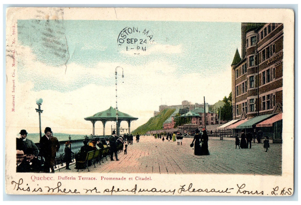 1904 Dufferin Terrace Promenade et Citadel Quebec Canada Antique Postcard
