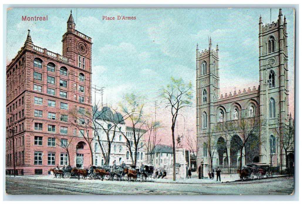 c1910 Place D'Armes Montreal Quebec Canada Antique Unposted Postcard
