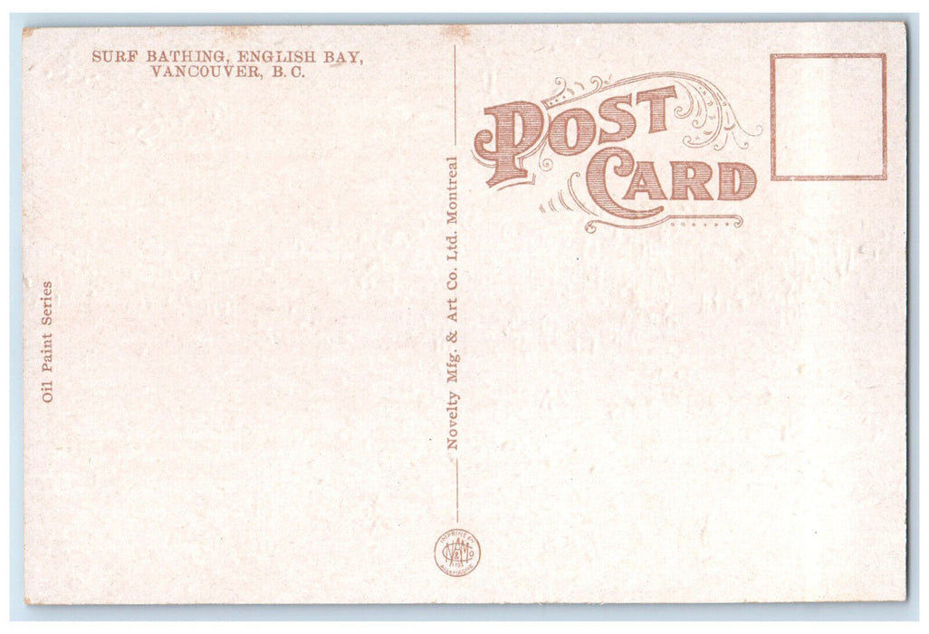 c1910 Surf Bathing English Bay Vancouver British Columbia Canada Postcard