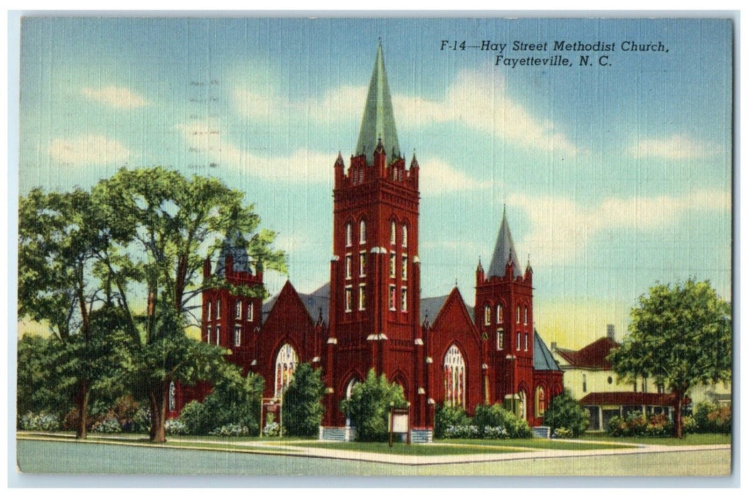 1957 Hay Street Methodist Church Exterior Fayetteville North Carolina Postcard