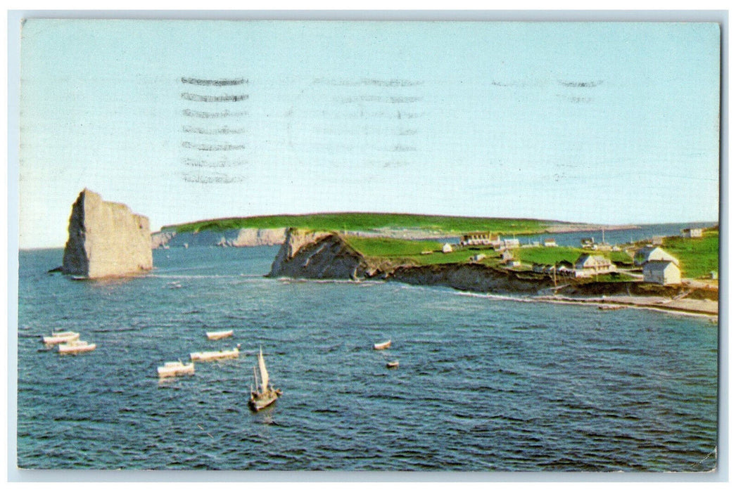 1966 From Cap Barre The Rocher Perce Quebec Canada Vintage Postcard