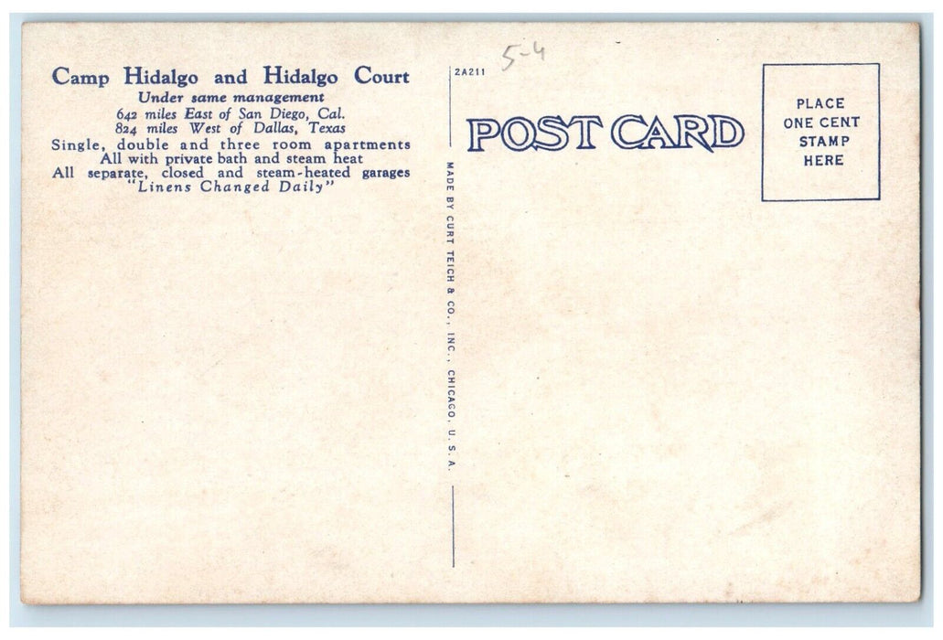 c1940 Camp Hidalgo Hidalgo Court Multi-View Dallas Texas Linen Vintage Postcard