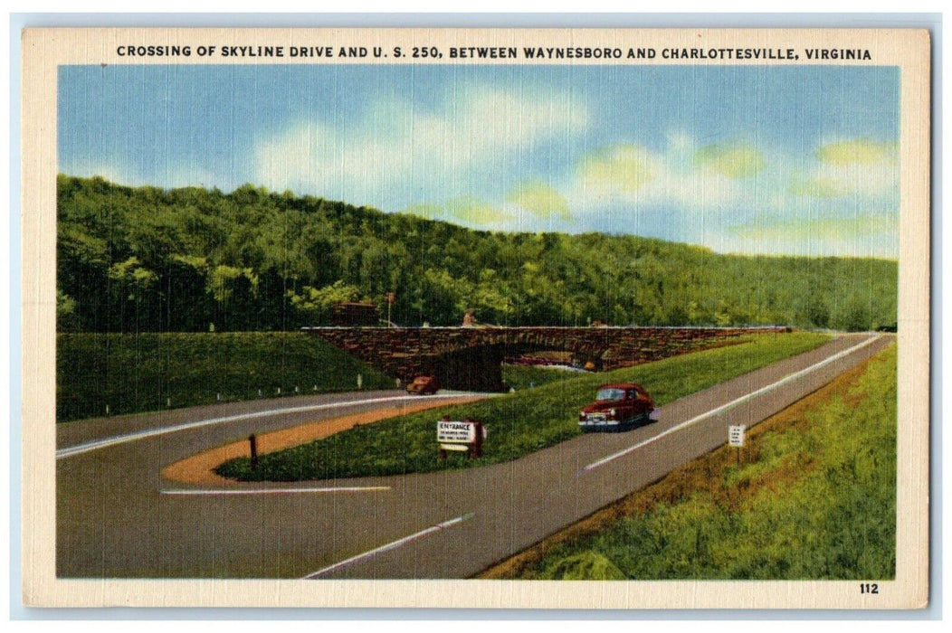 c1940 Crossing Skyline Between Waynesboro Charlottesville Virginia VA Postcard