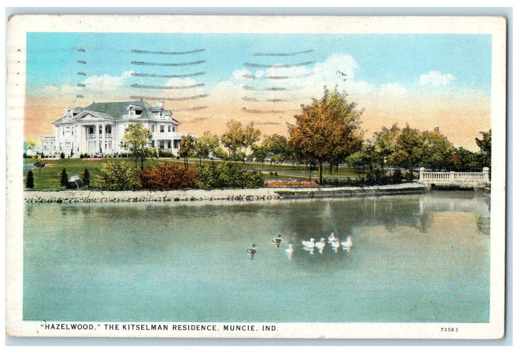 1934 Hazelwood Kitselman Residence Building Ducks Muncie Indiana Posted Postcard
